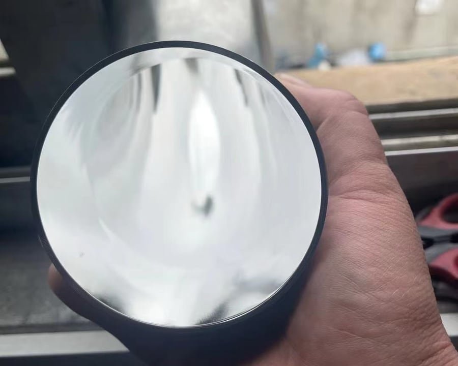 Inspection of the polished inner surface of a stainless steel elbow
