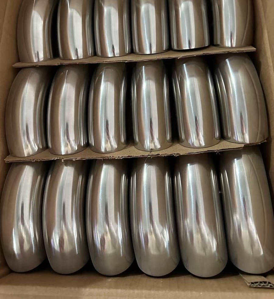 Finished polished stainless steel elbows packed for shipment
