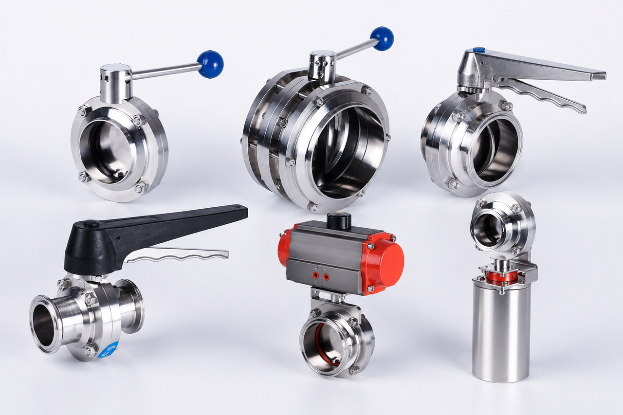 Yuanzhou manual pneumatic and electric sanitary butterfly valves